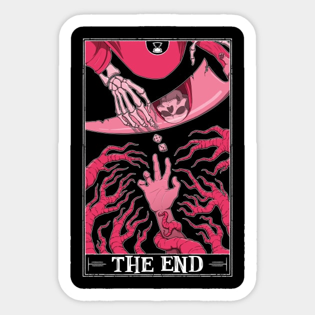 The End Tarot (dark shirt) Sticker by Rusty Quill